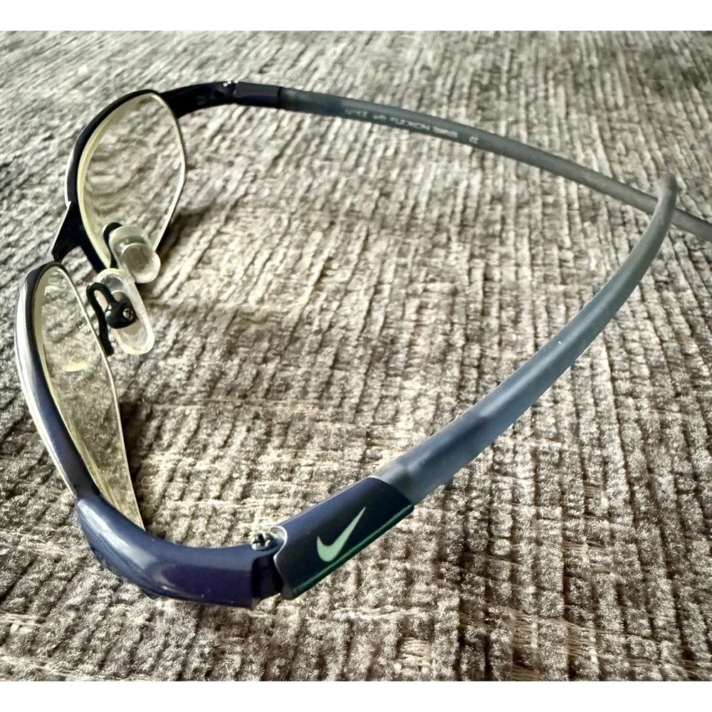 Nike Eyeglasses Unisex 54-17-135 Navy Blue Excellent Flexon 4105 Semi-Rimless